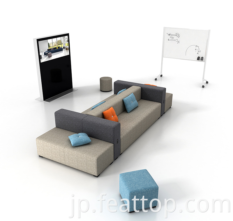 モダンなデザインラウンジ家具ファブリックLシェイプセレクション公共エリア用のソファ